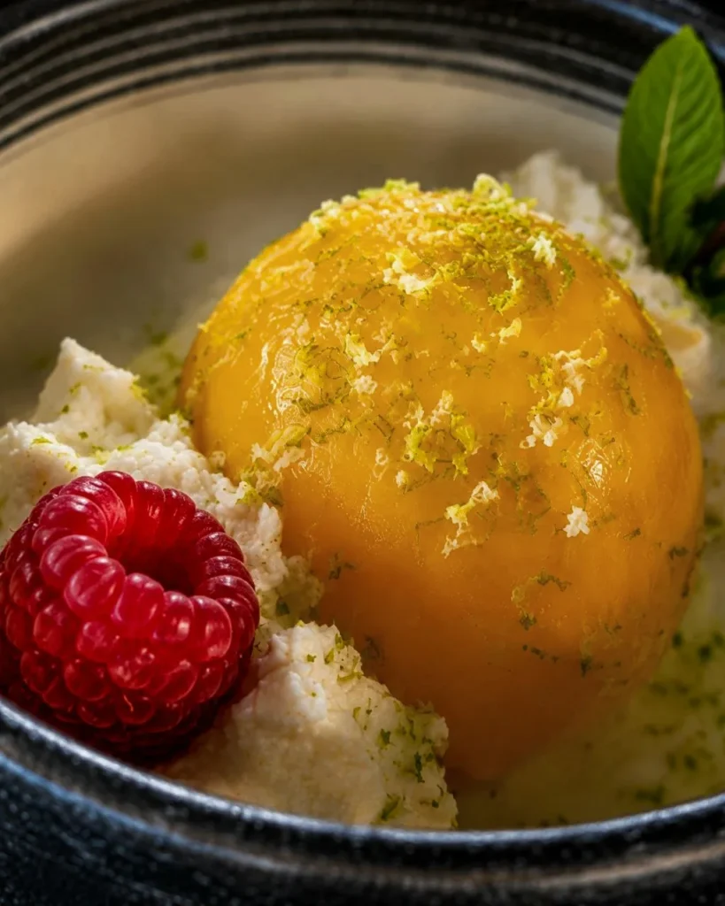 Trompe-l'œil citron, framboise et zestes chez BRASA