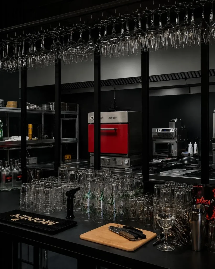 Comptoir et arrière-bar du restaurant BRASA à Épinal