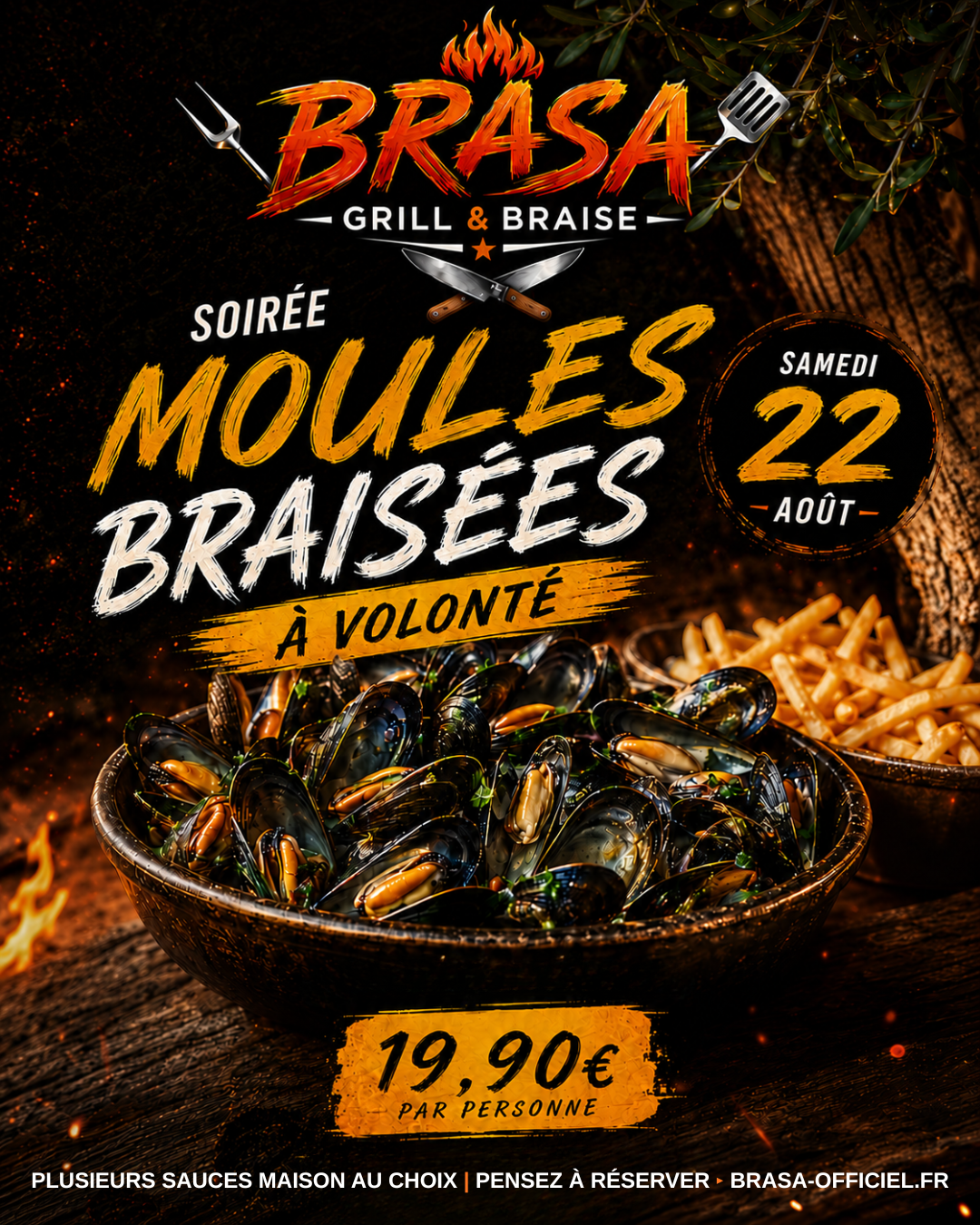 Soirée moules braisées à volonté chez Brasa épinal
